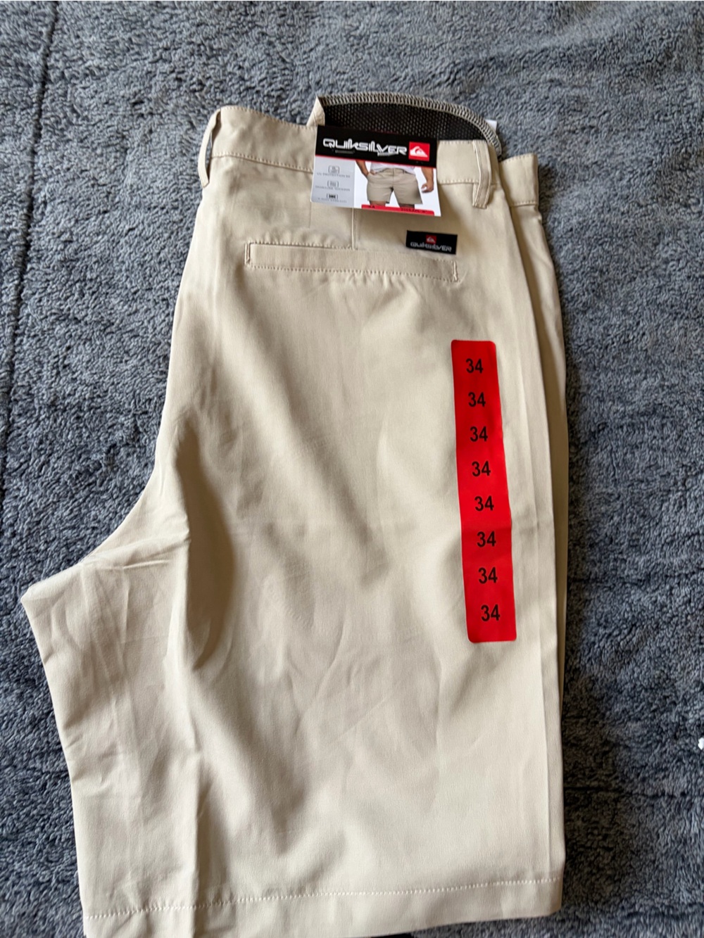 Quicksilver Redwood Hybrid Shorts Hybrid Cargo Shorts Beige Waist 34 NWT